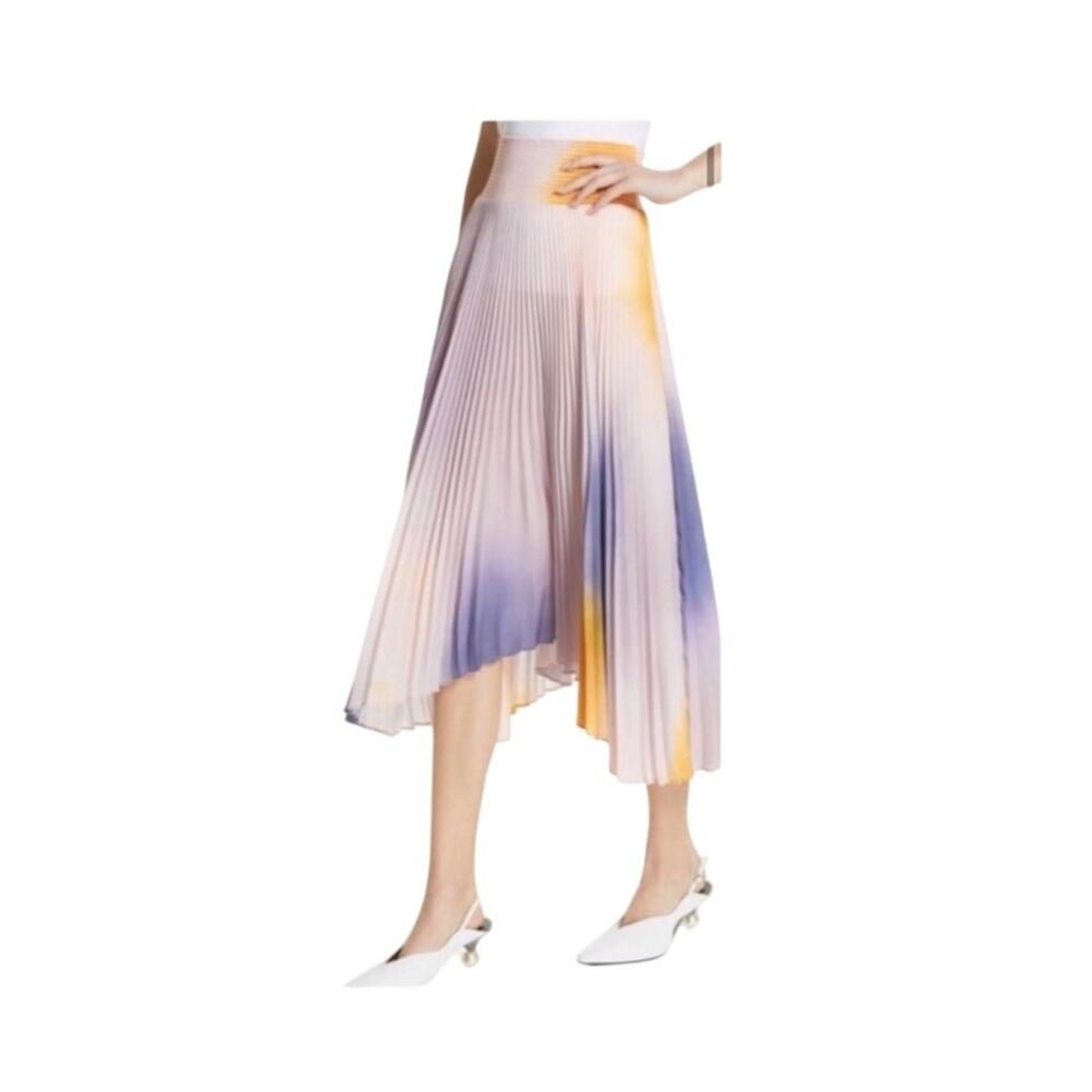 A.L.C. Pleated Midi Skirt in Purple and Yellow